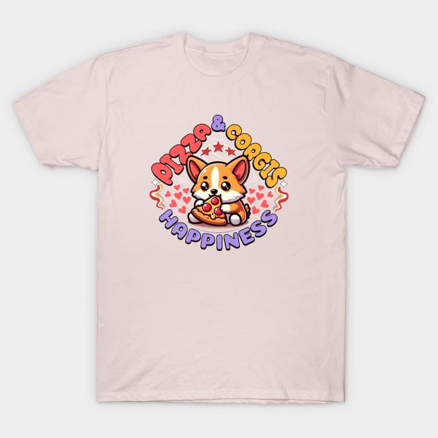 Corgi Pizza Happiness T-Shirt by alcoshirts